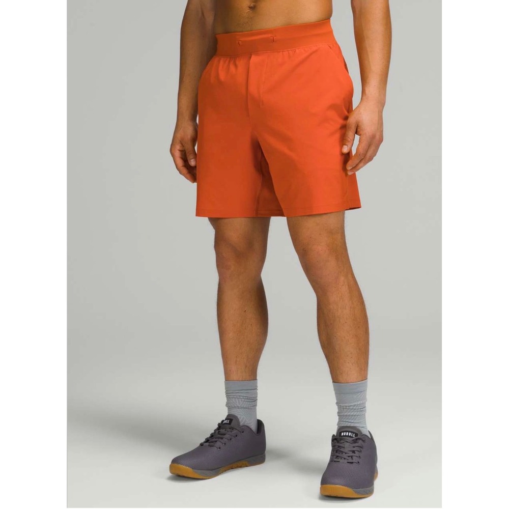 Lululemon Pace Breaker Lined Shorts Mens Large Orange 7 Inch Running Training